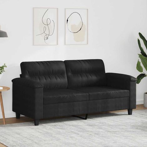 Canapé-Sofa à 2 places Noir 140 cm Tissu microfibre (1/5)