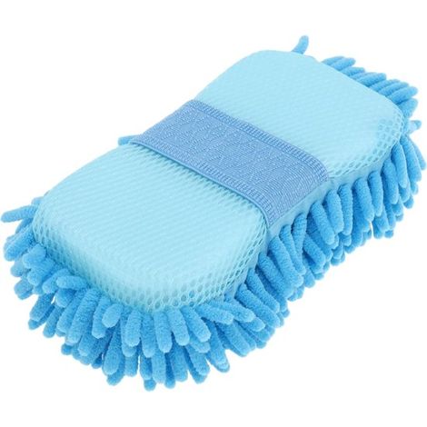 Waschhandschuh – Universelles Autowaschtuch, Schwamm, Gummiband, weich, kratzfest, blau (1/2)