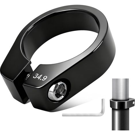Collier de selle de vélo 34,9 mm – Collier de selle de vélo 34,9 mm – Pince de selle de vélo 34,9 mm en alliage d'aluminium avec clé à molette, pince pour VTT vélo de route, noir (1/5)