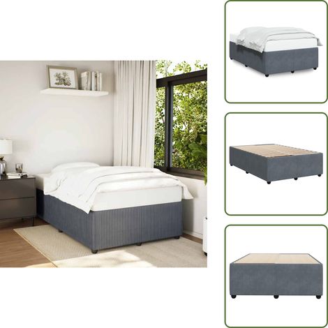 Letto con piedi in legno - vidaXL Giroletto senza Materasso Grigio Scuro 120x190 cm Velluto -