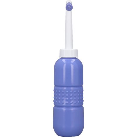 Bouteille de bidet portable avec pulvérisateur d'eau, grande capacité de 650 ml, pour une hygiène intime optimale du périnée et des fesses (bleu). (1/5)
