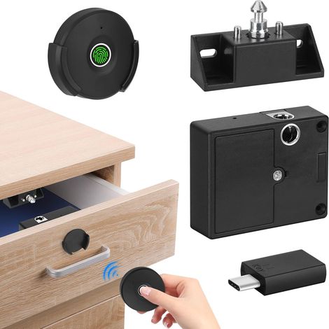 Serrure D'armoire à Empreinte Digitale Sans Clé pour Maison/Bureau Serrure Biométrique Intelligente de Casier, Serrure à Empreintes Digitales Rechargeable USB (1/5)