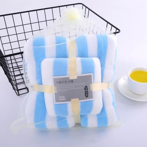 Serviette De Bain - Serviette À Main - Microfibre Velours De Corail - Haute Absorption - Pour Salle De Bain Maison Ou Voyage - Lot De 2 Pièces (1/5)