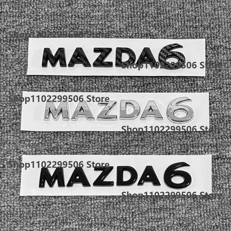 (MAZDA 6 nouvelle, carbone) - Accessoires extérieurs en carbone noir argenté pour voiture Mazda : autocollant logo/lettre sur le coffre. (1/5)