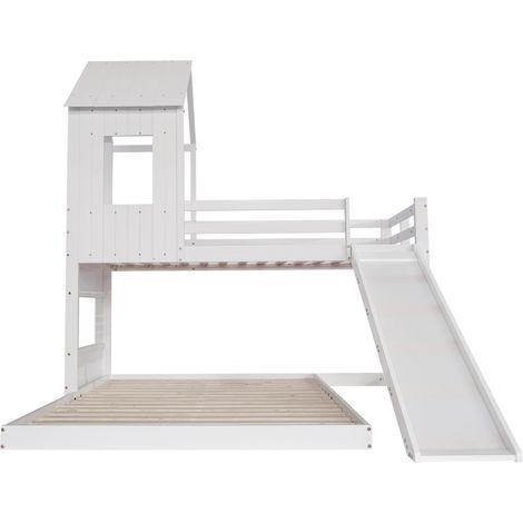 Litera infantil con tobogán y casa blanca 90x200 y 140x200 cm (1/5)