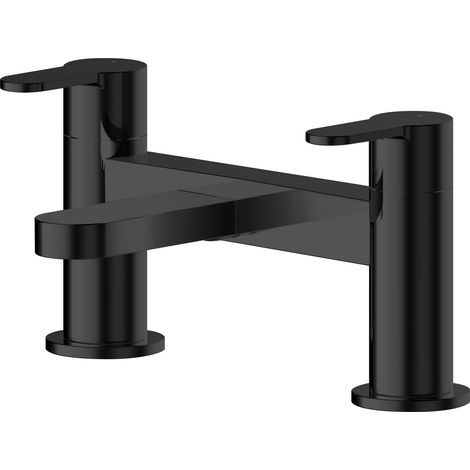 Round Deck Mounted Bath Filler Tap - Matt Black