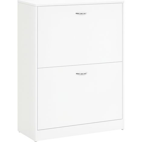 Scarpiera, mobile contenitore per scarpe, dimensioni: 60L x 24L x 80H cm, 2 ante a soffietto, bianca