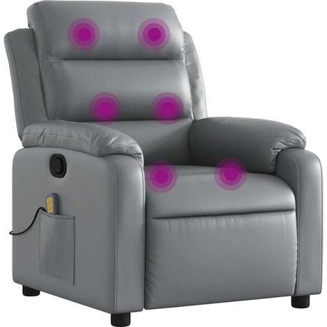 Fauteuil de massage inclinable en similicuir gris (1/5)