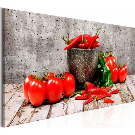 Tableau légumes rouges en béton étroit - 135 x 45 cm (1/4)
