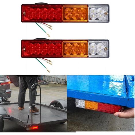 2er-Pack 12-V-LED-Anhängerleuchten, universelle LED-Rücklichter, 20 LEDs, Blinker hinten und Rückfahrbremslicht für Anhänger, LKW, Traktor, Wohnwagen, Bus, Camping