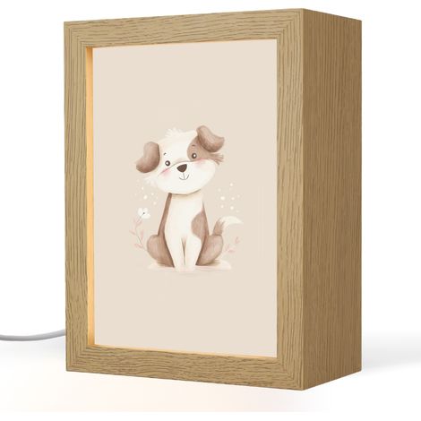 LUZ DE NOCHE INFANTIL Perro - Manchado - Marrón 15x20 cm
