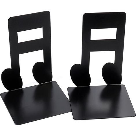 Paire de serre-livres créatifs sur le thème de la musique en métal solide pour enfants et passionnés de musique - Décoration d’intérieur ou de bureau
