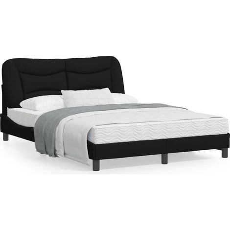 Cadre de lit avec lumières LED noir 120x200 tissu (1/5)