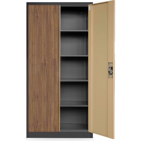Armoire de Bureau Métal 4 Étagères Verrouillable 195 x 90 x 40 cm (1/5)