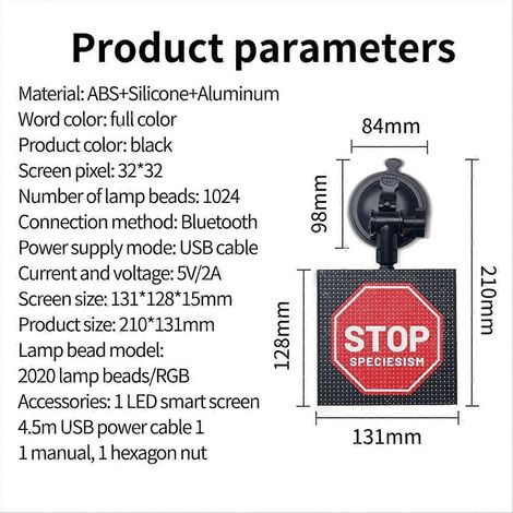 Panneau lumineux LED RGB à pixels DIY pour décoration de chambre, écran de texte, affichage de voiture (1/5)