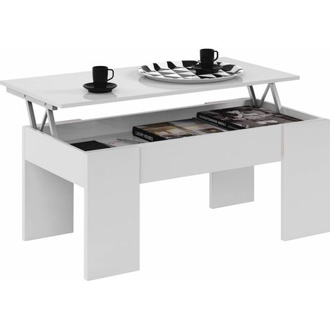 KIT TAVOLO CAFFE ELEV 50X100X45/56H ROVERE/BIANCO