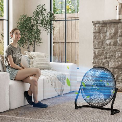 Ventilateur table électrique portable 3 vitesses inclinaison réglable 120° flux puissant, noir