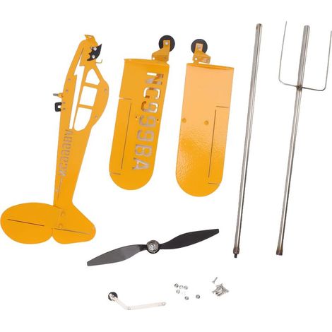 EJ.Life Piper J3 Cub avion girouette 3D métal avion girouette extérieur toit vent Direction indicateur jardin décor grand