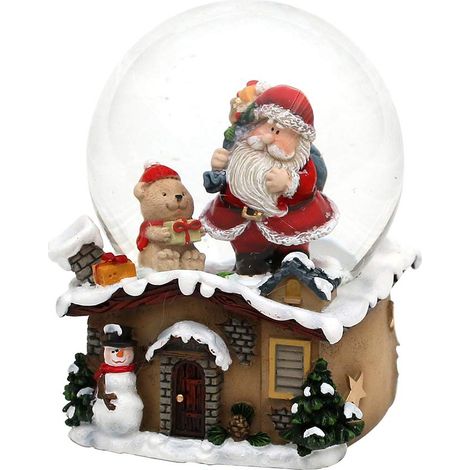 Dekohelden24 Sfera di neve con Babbo Natale, dimensioni: 7 x 7 x 9 cm, palla da 6,5 cm, orsacchiotto 501473 (1/2)
