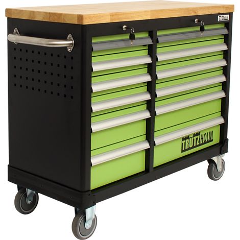 Werkstattwagen DELUXE 12 Schubladen unbestückt 123 cm Breite mit massiver Arbeitsplatte (1/5)