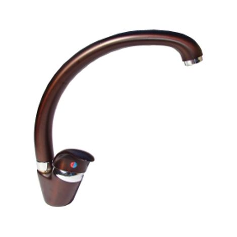 Rubinetto canna alta miscelatore monocomando per lavello bronzo antico - Mod. Vancouver