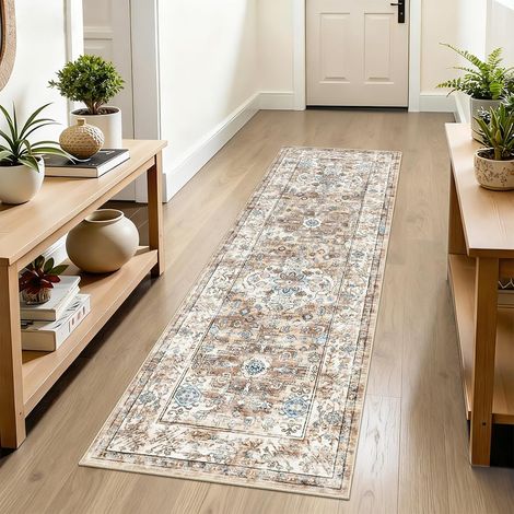 Tapis de Couloir Long Antidérapant 60 x 180 cm Vintage Tapis de Cuisine Devant Evier Lavable en Machine Tapis de Passage Super Doux Descente de Lit Chambre (1/5)
