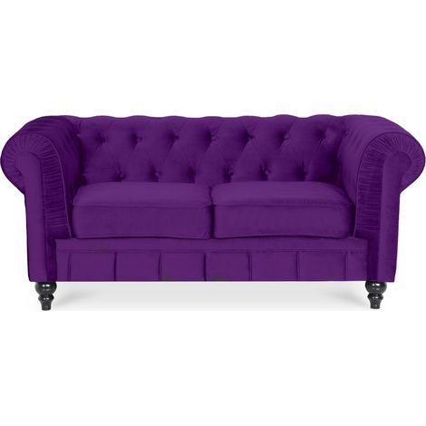Canapé Chesterfield Velours 2 Places Altesse Violet (1/3)