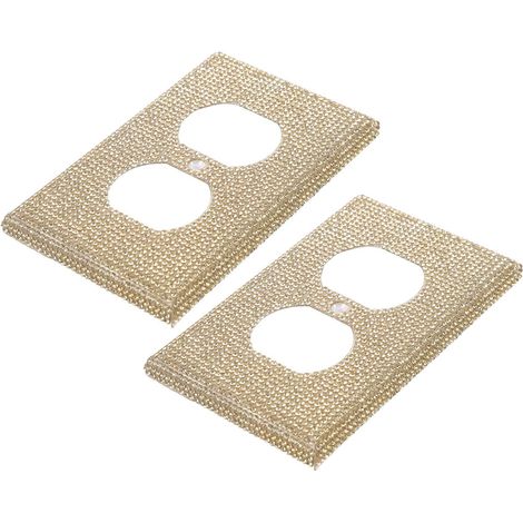 Cache-prise scintillant avec strass dorés, lot de 2, plaque décorative pour bureaux et espaces (1/5)