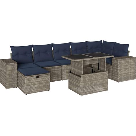 Maison Exclusive - Set Divani da Giardino 8 pz con Cuscini Grigio in Polyrattan (1/5)