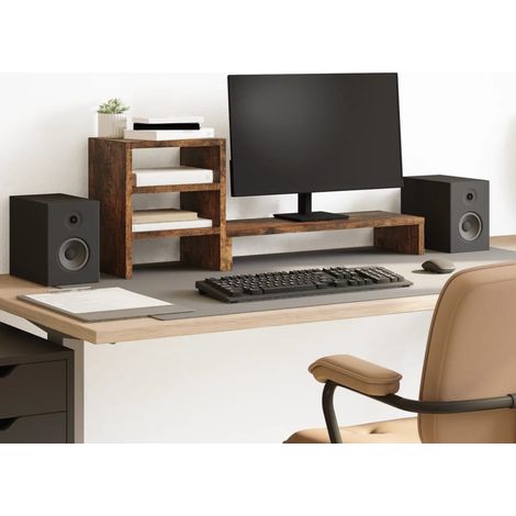 Monitorständer mit Schreibtisch-Organizer Räuchereiche