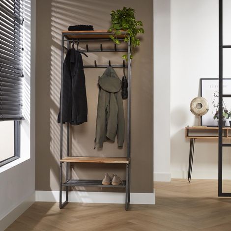 Garderobengarderobe Karl mit 8 Haken – mit Schuhablage und