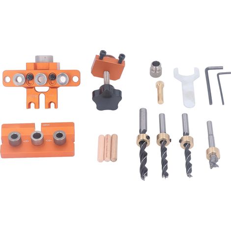 3-in-1 Dübelbohrlehren-Set aus eloxierter Aluminiumlegierung zum Bohren und Montieren von Holzmöbeln (1/5)