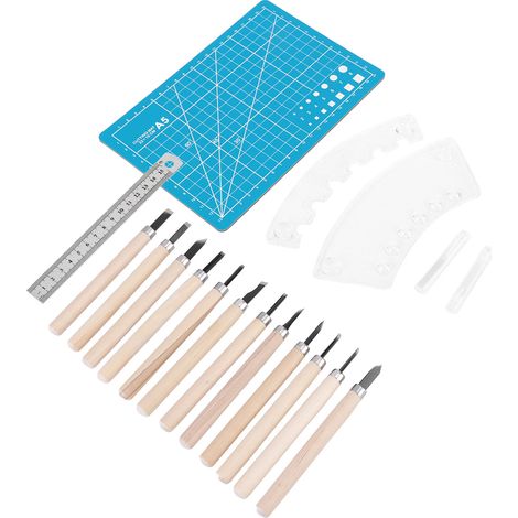 1 jeu d'outils de sculpture sur bois, ciseaux à bois en acier, porte-outils à main professionnel pour le travail du bois B1 (1/5)