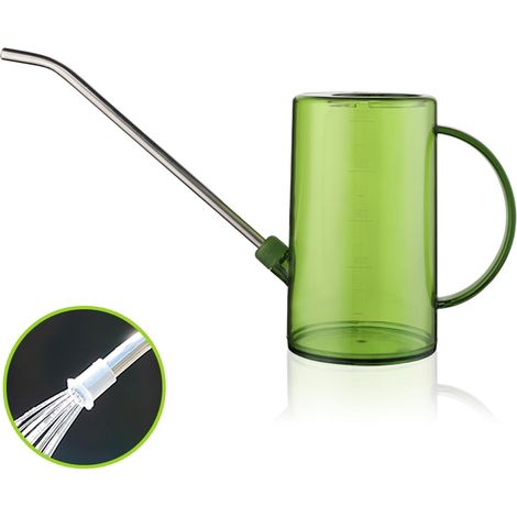 1L Arrosoir en Plastique avec Long Bec en Acier Inoxydable, Marquages de Mesure Transparents, Arrosoir à Long Bec pour Plantes D'intérieur et Fleurs, Remplissage Facile - Vert (1/5)
