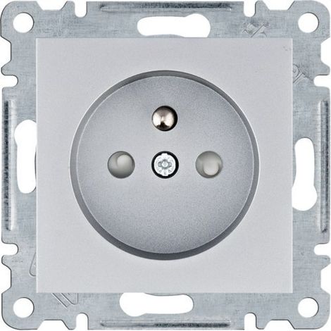 Prise de courant Lumina avec obturateur de contact mis à la terre 16 A/250 V CA argent WL1042