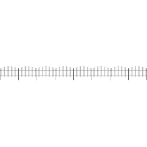 Clôture de jardin,Barrière de jardin,Portail de jardin à dessus en lance Acier (1-1,25)x13,6 m Noir CNENE815669 (1/5)