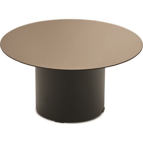 Tavolino tondo WAYLON 60 con base in metallo Nero e piano in vetro Bronzo (1/2)