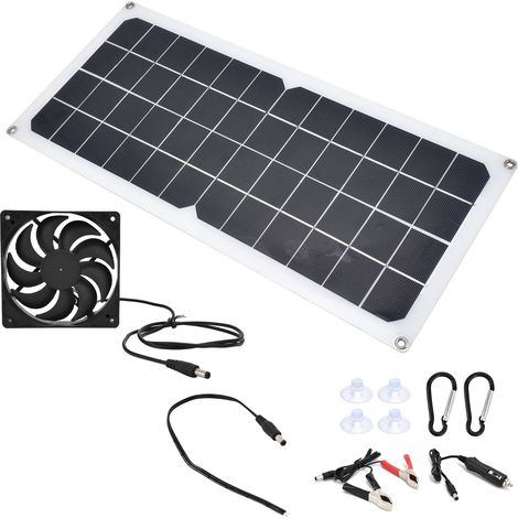 Panneau solaire photovoltaïque 10 W avec kit de ventilateur et deux ports USB femelles pour voitures, bateaux, avions et satellites (1/5)