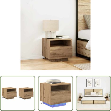 Rangement chambre - Cabinet de chevet 2 pcs Chêne artisanal 40 x 39 x 37 cm (1/5)
