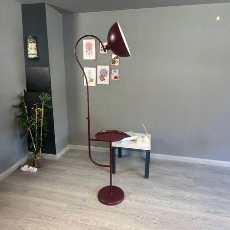 Lampadaire Liora Métal Moderne E27 Largeur 30 cm Abat-jour Réglable Tablette Variateur (1/4)