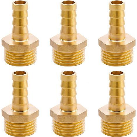 Raccordo per tubo flessibile in ottone a 6 pezzi G1/2" (Ø20,3 mm) maschio x presa da 3/8", gancio per raccordo flessibile in ottone 10 mm x adattatore per tubo G1/2", raccordo filettato in ottone per  (1/5)