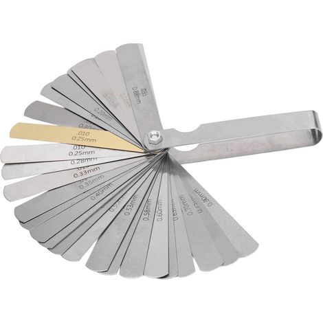 Fühlerlehre 0,04–0,88 mm, 32 Blätter, Edelstahl, metrisch, imperial, Doppelmarkierung (1/5)