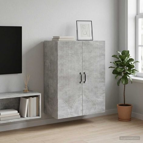 vidaXL Mobiletto a muro Grigio Cemento 66 x 34,5 x 90 cm (1/5)