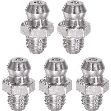 Per ingrassatori diritti in acciaio inox 304, filettatura M6 x 1 mm, accessori per ingrassatori idraulici, 5 pezzi (1/5)