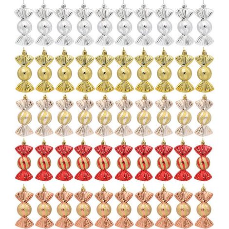 Dekorative Anhänger – Hängende Glasornamente – 50 Stück – Vergoldete C&Y-Accessoires – Bunte Leckereien – Ideal als Christbaumschmuck und Fensterdekoration (1/5)