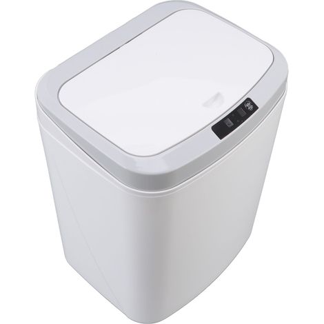 Poubelle intelligente 16L à induction infrarouge, commande manuelle silencieuse, avec veilleuse, blanche (1/5)