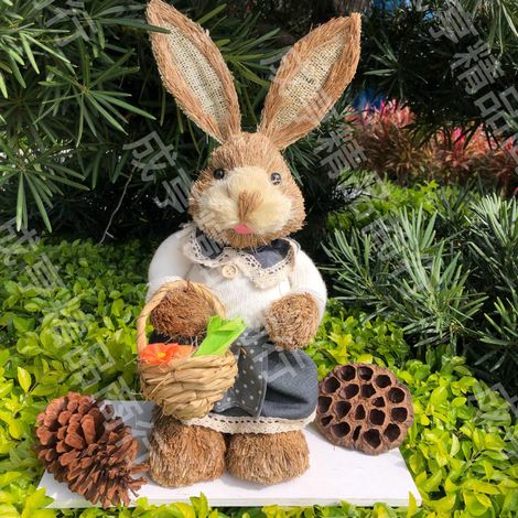 (Set mit 2 Jeanshasen, 35 cm, männlich und weiblich) Osterdekoration für Zuhause und Partys (35 cm)