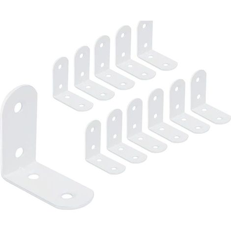 Lot de 12 équerres d'angle en acier inoxydable 40 x 40 mm pour fixation de meubles en bois Blanc (1/4)