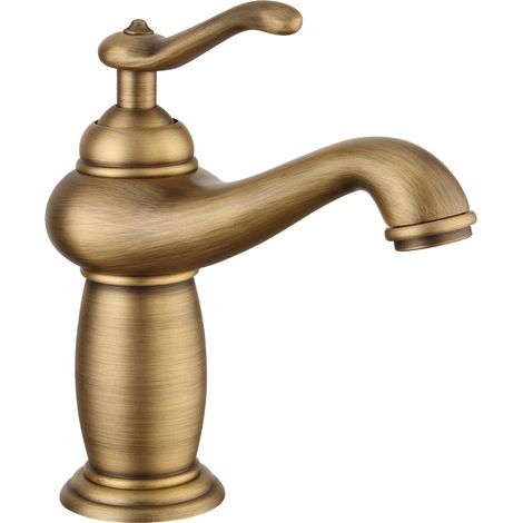 G3/8 Robinet de Bassin en Laiton Antique Vintage mélangeur à Manche Unique BACLE DE Rapide DE LA Salle d'eau Chaude Cold (1/5)