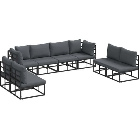 Maison Exclusive - Set Divano da Giardino con cuscino 8 pcs Nero Alluminio